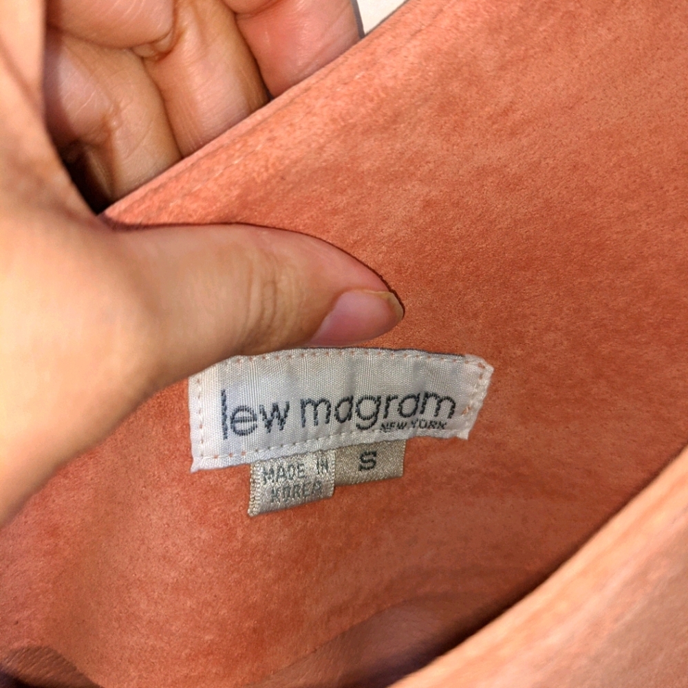 Vintage pink suede dress w/ fringe scarf - Picture 11 of 11